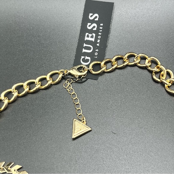 NWT GUESS Gold-Tone Crystal & Fringe Statement Necklace - Picture 7 of 8